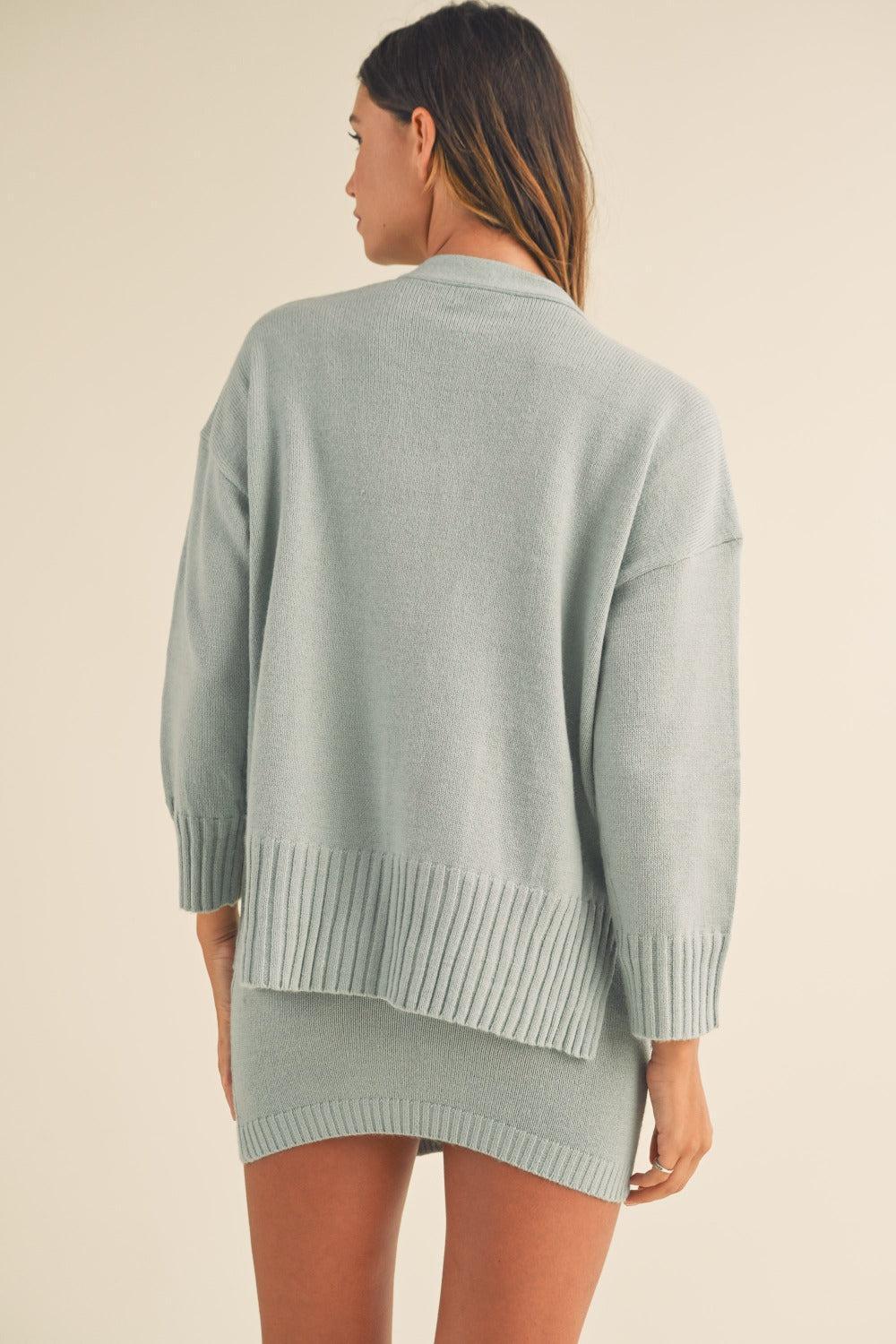 3-Piece Sweater Set – Crop Cami, Mini Skirt & Cardigan Knit Outfit-Sweater Set-Evelyns Fashion
