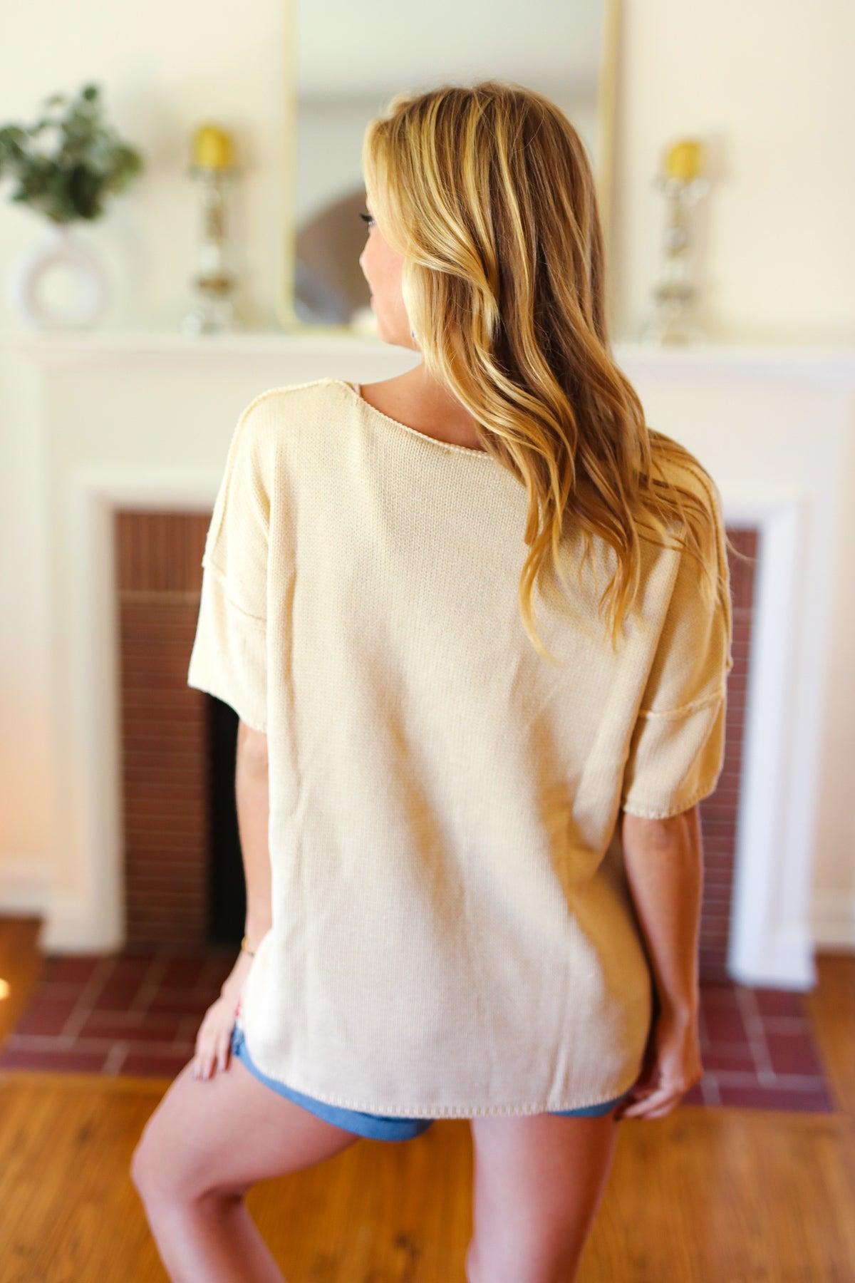 American Flag Knit Sweater Top-Sweaters-Evelyns Fashion