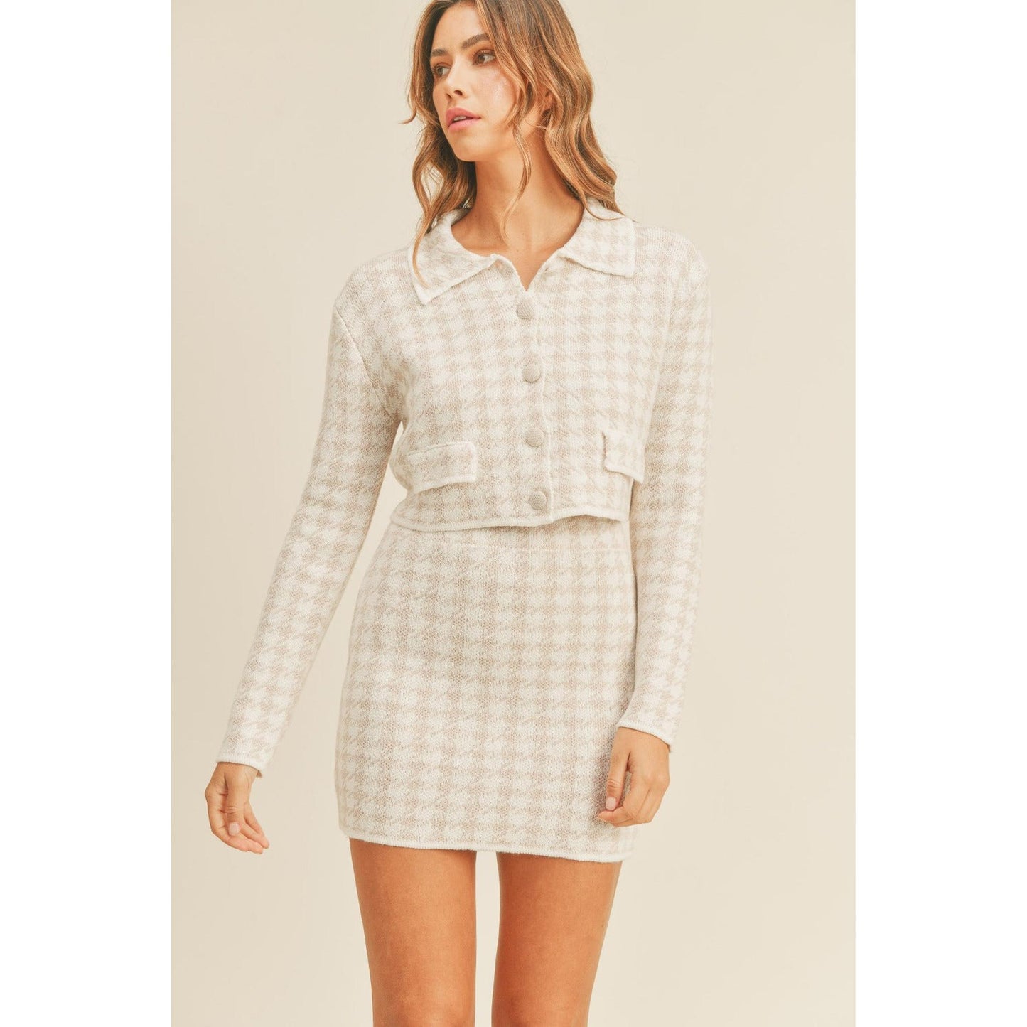 Cardigan and Mini Skirt Set-Evelyns Fashion