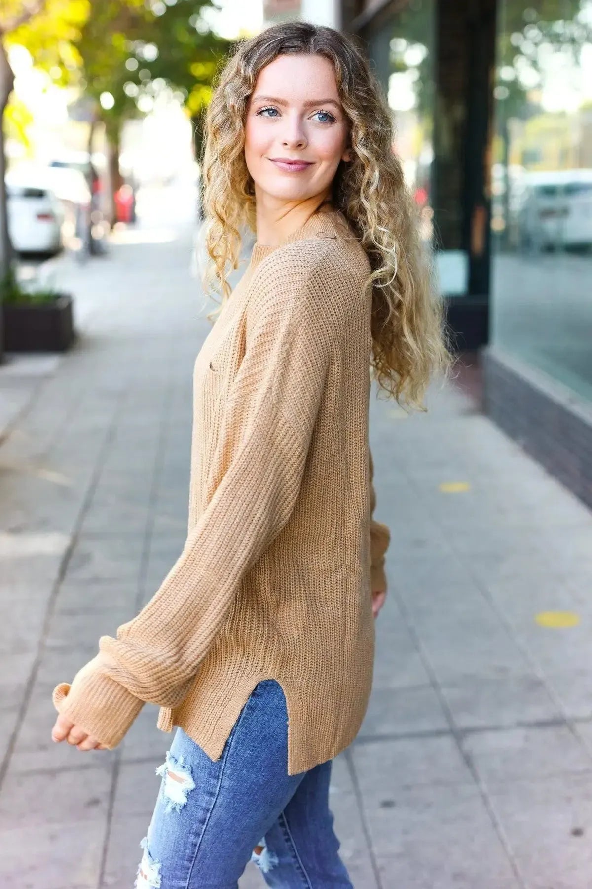 Classy Chic Taupe Mock Neck Chest Pocket Knit Sweater-Evelyns Fashion