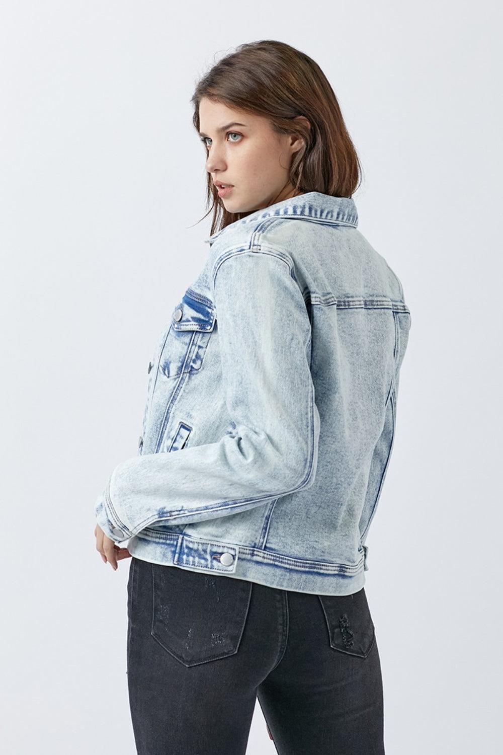 Denim Jacket Light Wash-Evelyns Fashion