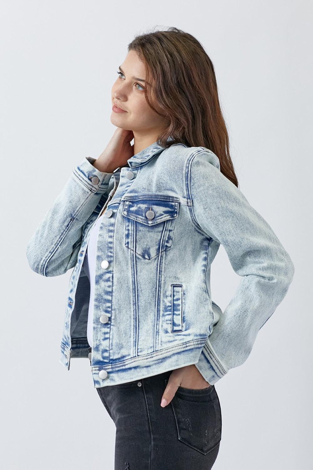 Denim Jacket Light Wash-Evelyns Fashion