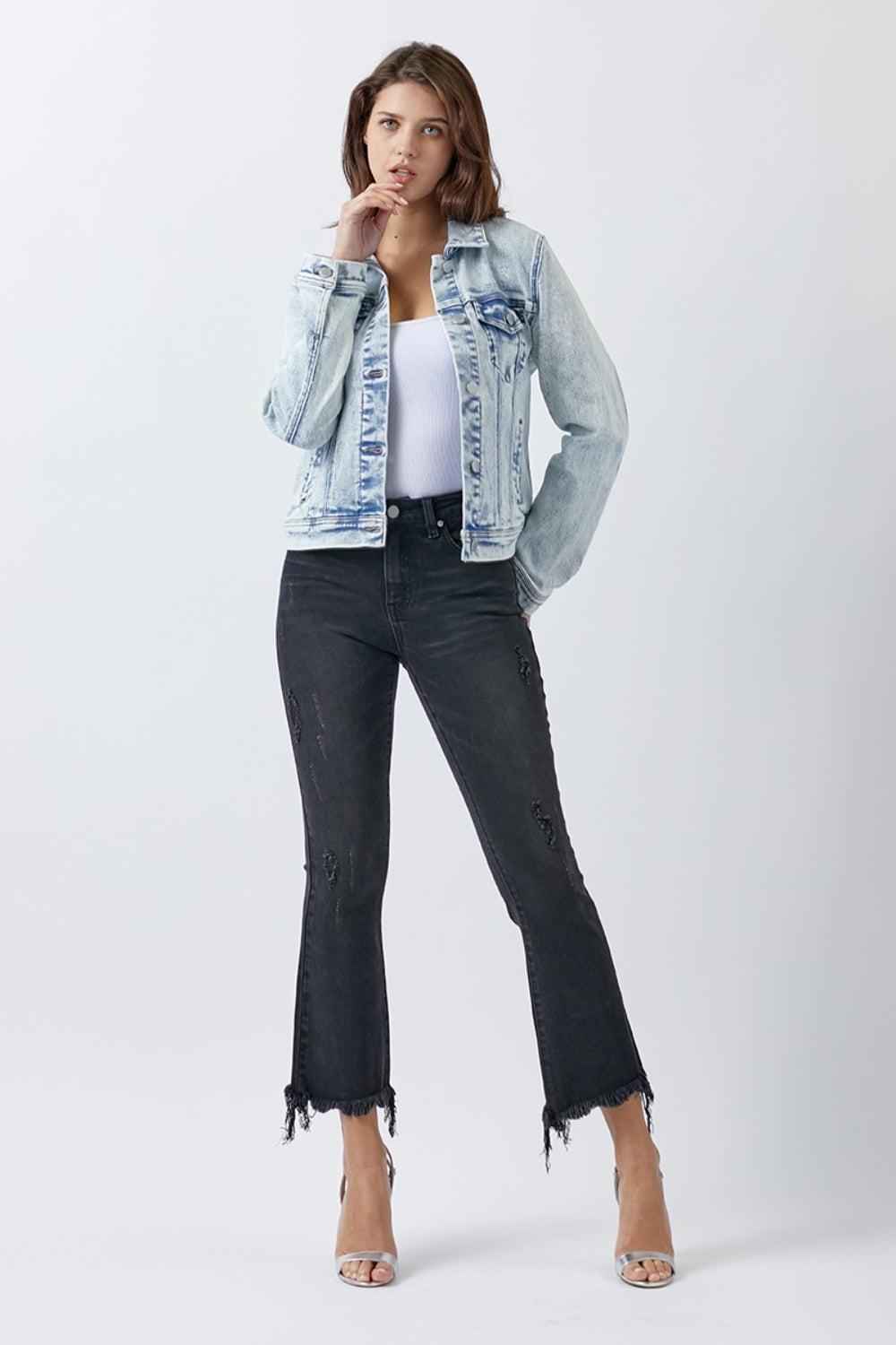 Denim Jacket Light Wash-Evelyns Fashion
