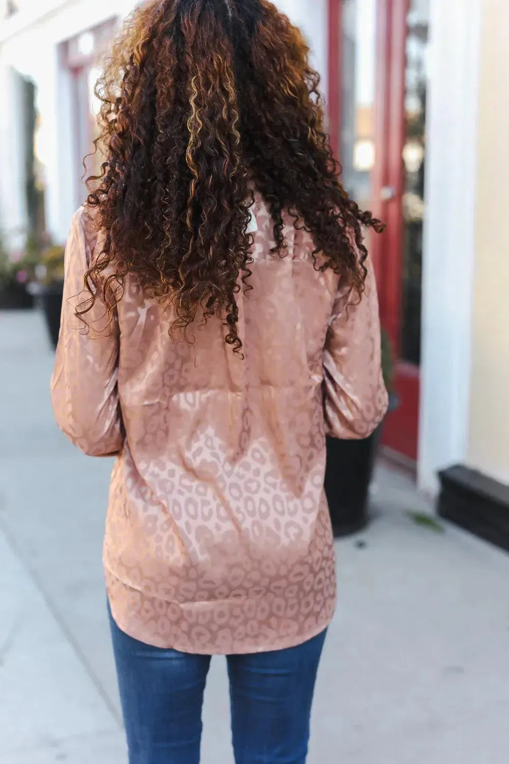 Diva Dreams Neude Animal Print Button Down Lace Shirt Top-Evelyns Fashion
