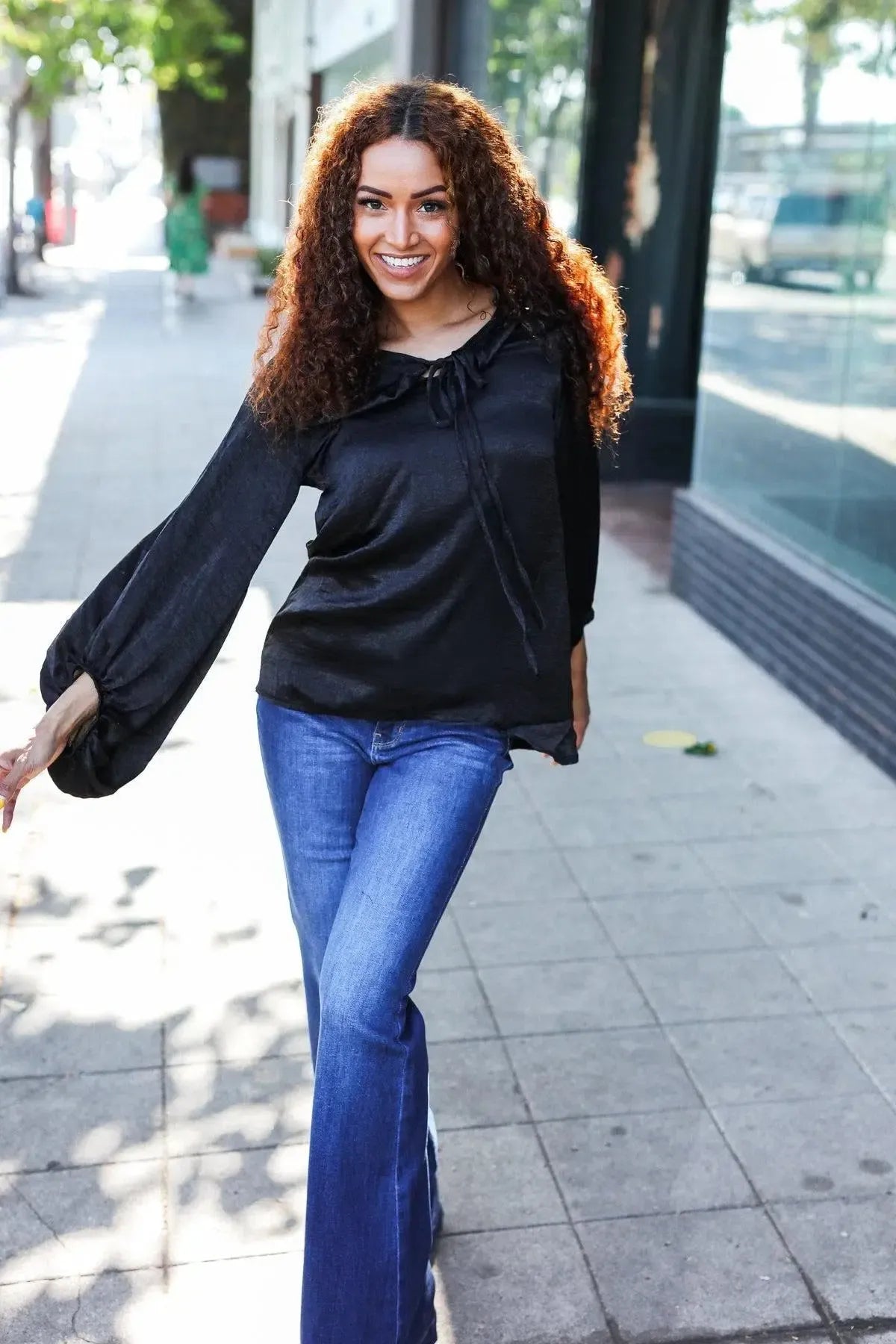 Effortless Chic: Stylish Woven Front Tie Blouse-Evelyns Fashion