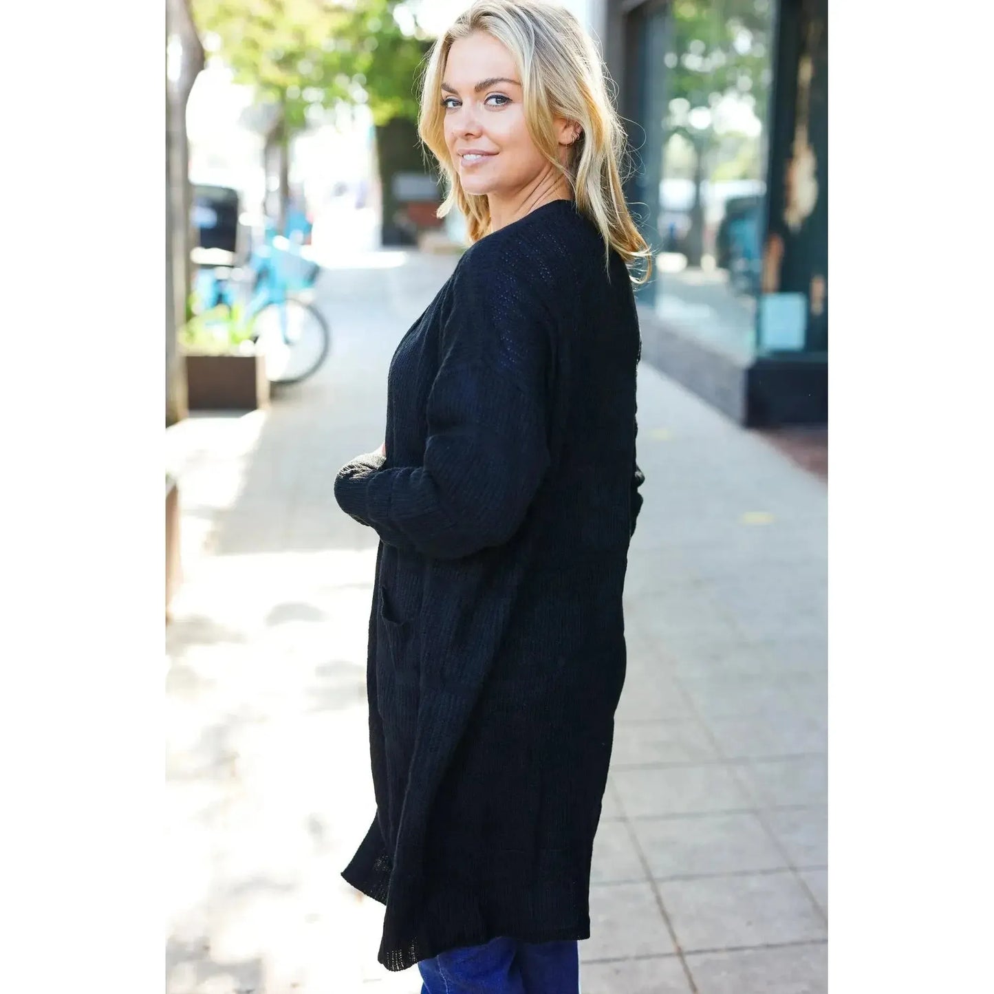 Effortless Elegance: Black Striped Cardigan for Any Occasion-Evelyns Fashion