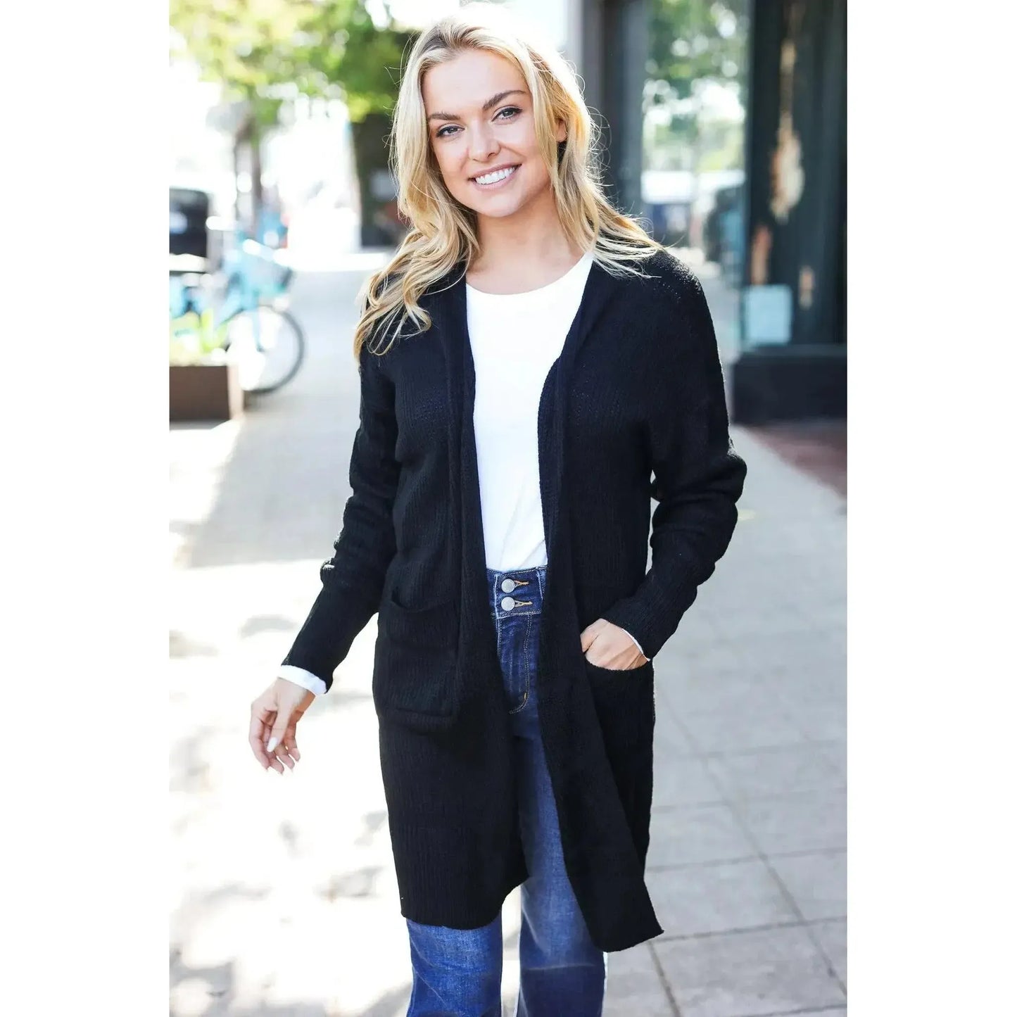 Effortless Elegance: Black Striped Cardigan for Any Occasion-Evelyns Fashion