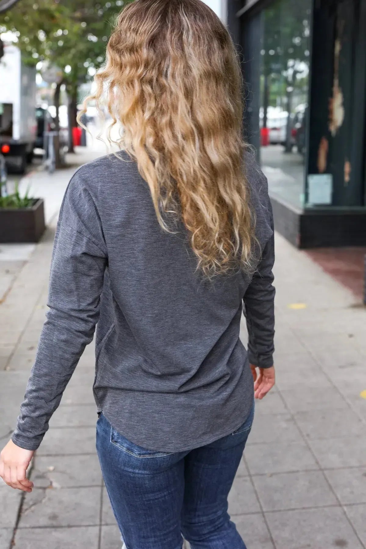 Effortless Style: Fitted Long Sleeve Terry Pullover-Evelyns Fashion