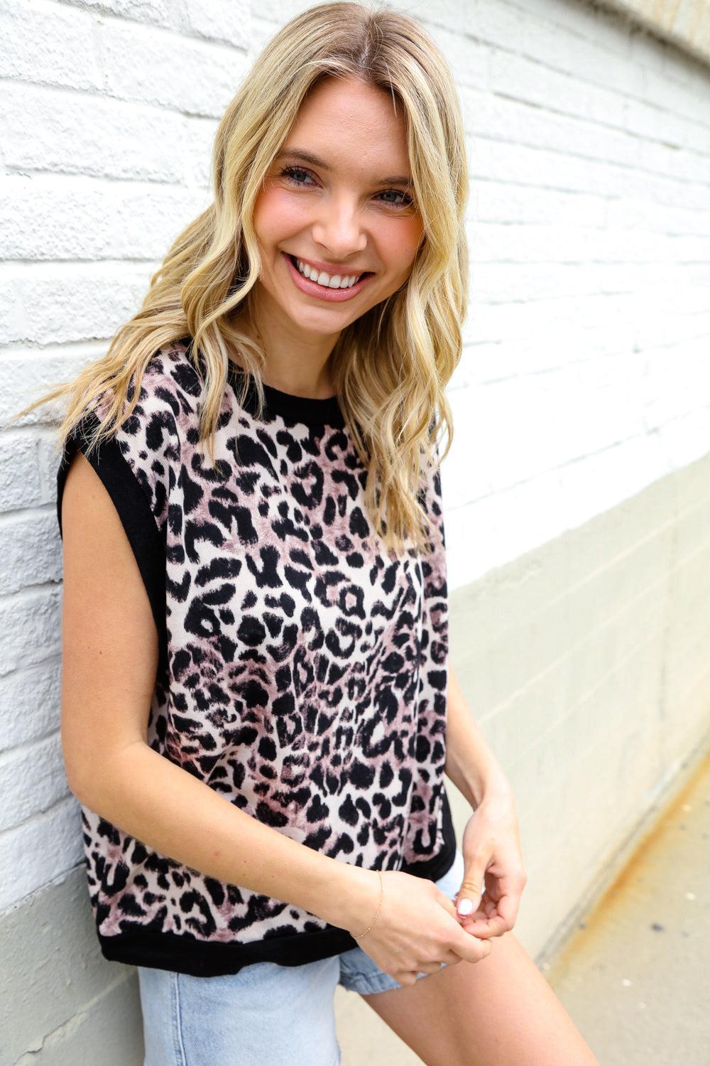 Leopard Print Knit Top-Blouses-Evelyns Fashion