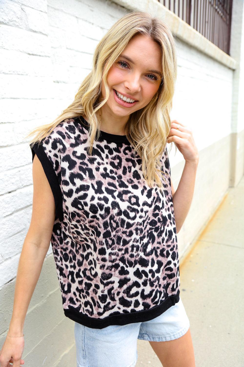 Leopard Print Knit Top-Blouses-Evelyns Fashion