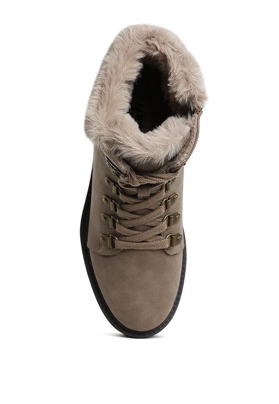 Maranta Faux Fur Collar Ankle Boots-BOOTS-Evelyns Fashion