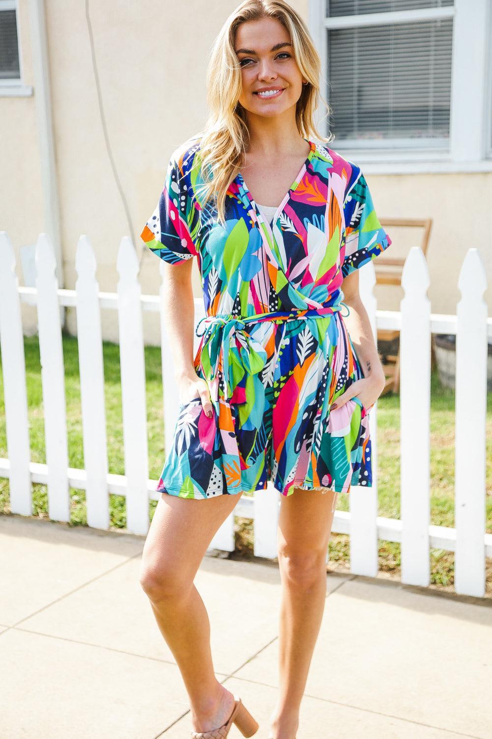 Multicolor Tropical Romper-Evelyns Fashion