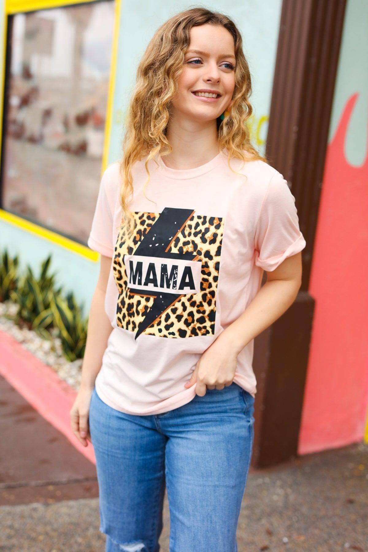Peach "Mama" Graphic Tee-T-Shirts-Evelyns Fashion