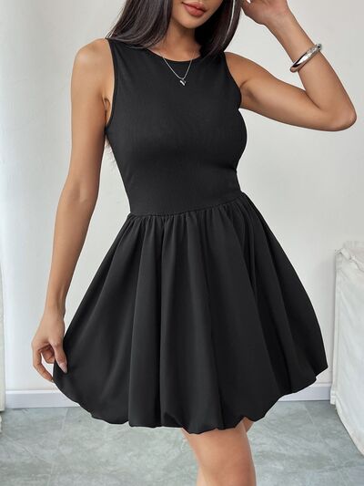 Perfee Ruched Sleeveless Mini Dress-Evelyns Fashion