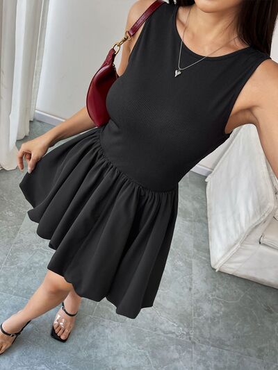 Perfee Ruched Sleeveless Mini Dress-Evelyns Fashion