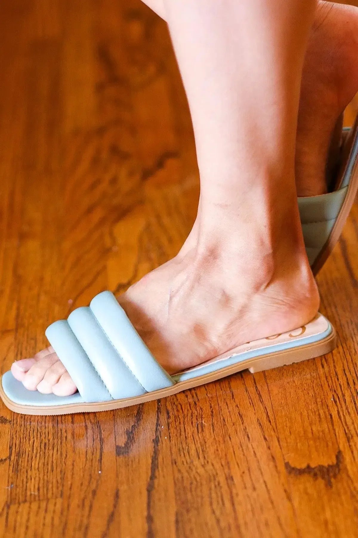 Sage Austin Quilted Faux Leather Slide Sandal-Evelyns Fashion