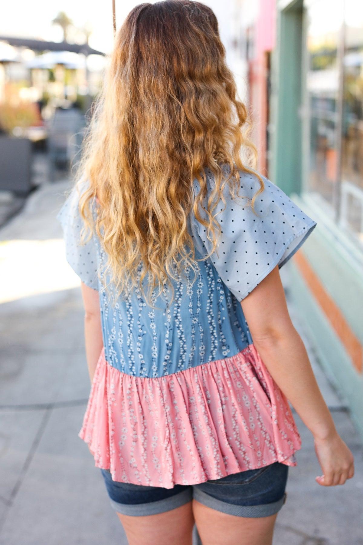 Short Sleeve Pink Blouse-Blouses-Evelyns Fashion