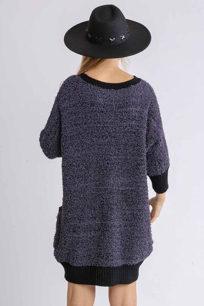 Umgee Plus Size 3/4 Sleeve Sweater Dress-Evelyns Fashion