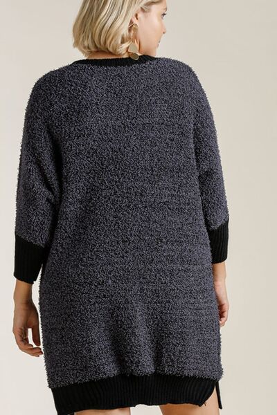 Umgee Plus Size 3/4 Sleeve Sweater Dress-Evelyns Fashion