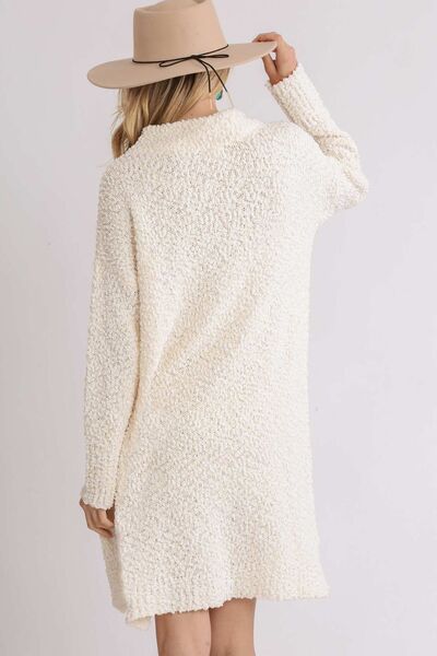 Umgee Plus Size High Low Bouclé Sweater Dress-Evelyns Fashion