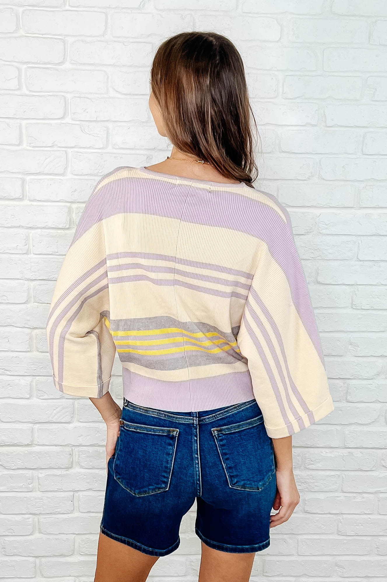Barely Justified Striped Dolman Sleeve Top-Womens-Evelyns Fashion