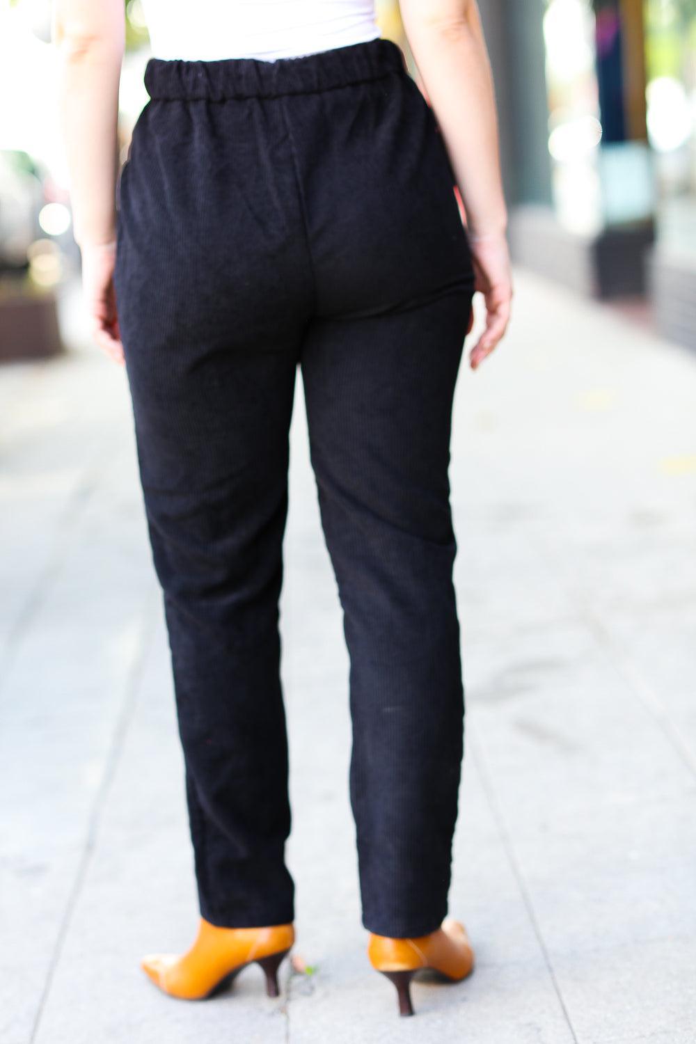 Black Corduroy Pants-pants-Evelyns Fashion