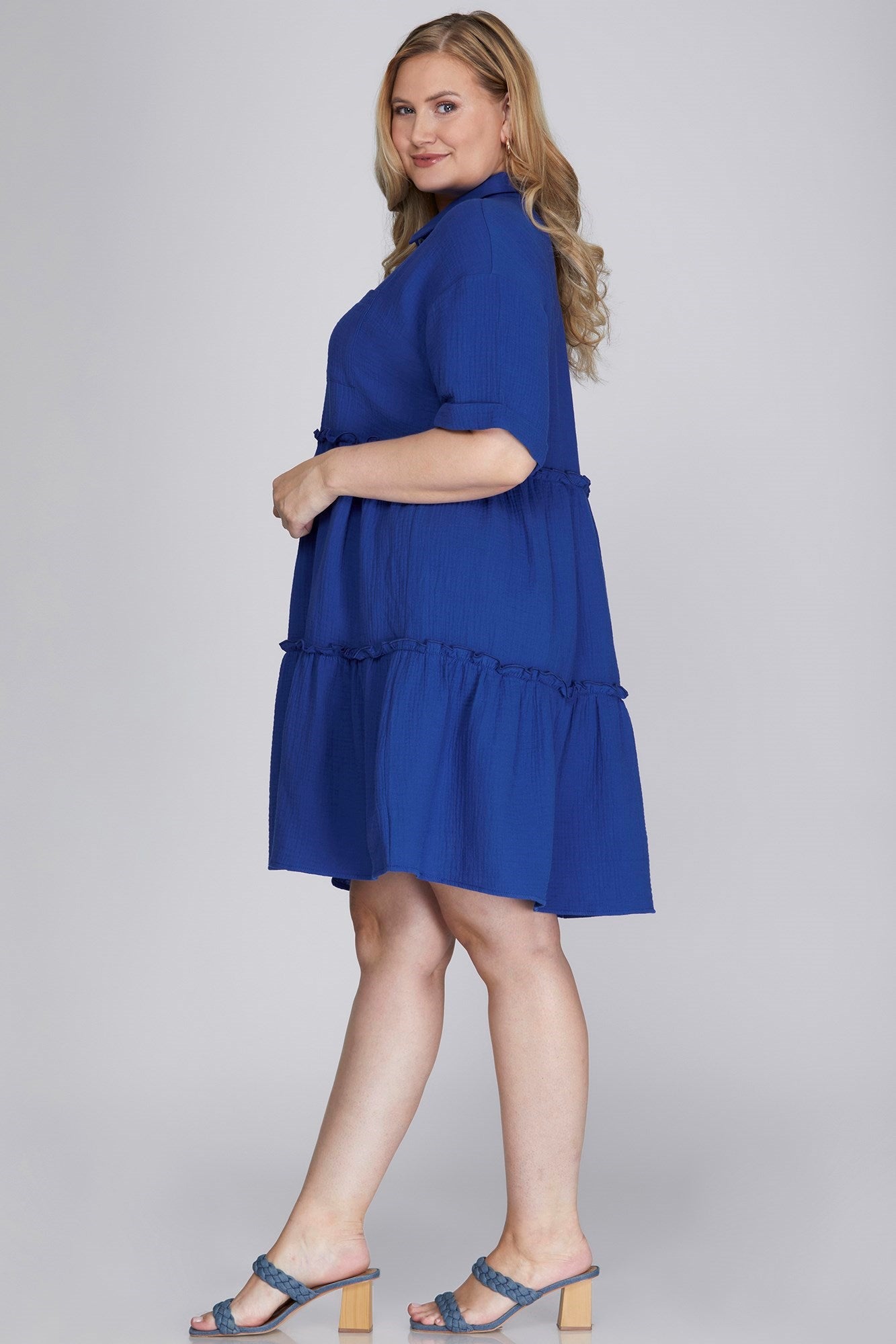 Blue Mini Dress-Dress-Evelyns Fashion