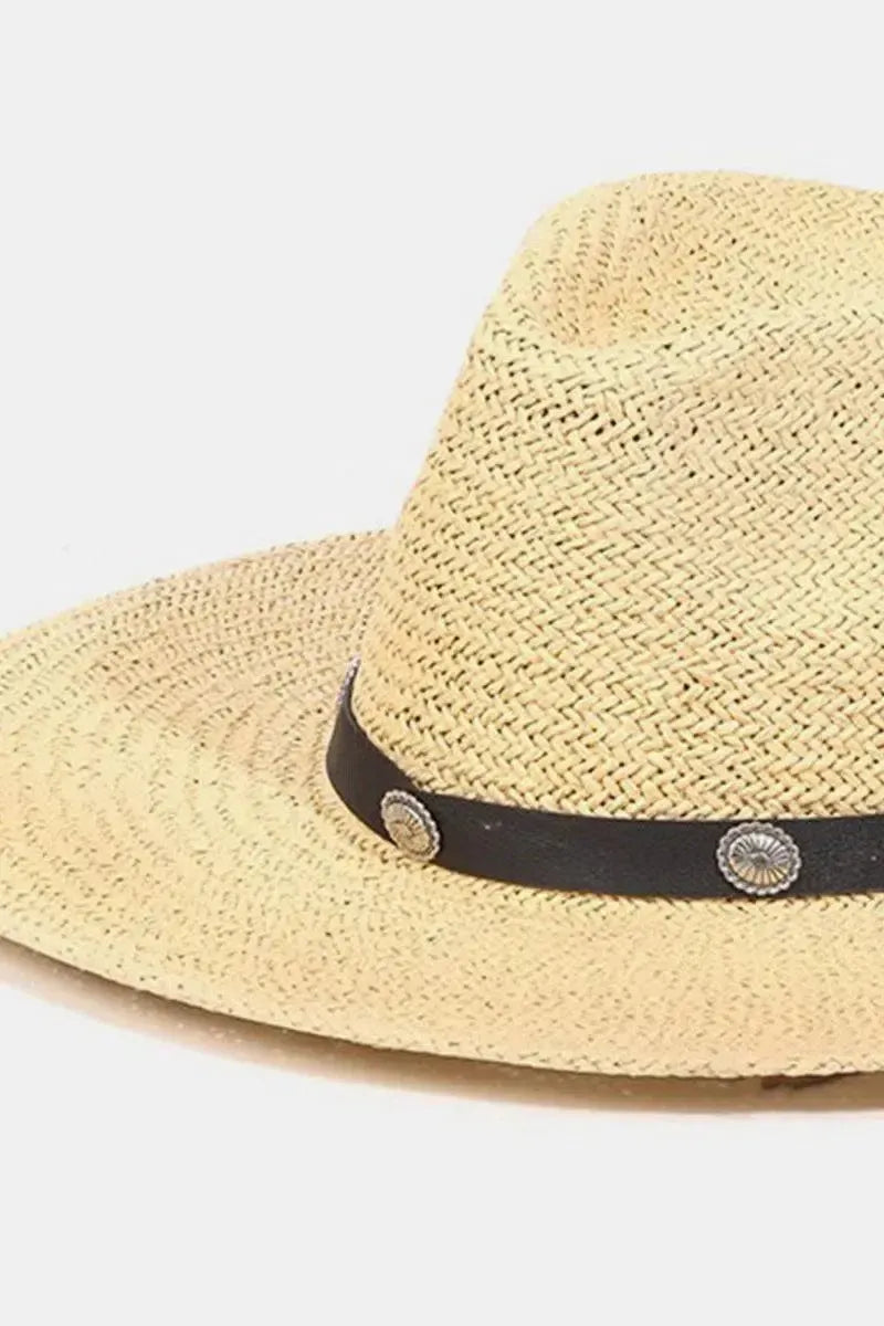 Bold Elegance: Fame Belt Strap Hat for Any Occasion-Womens Hats-Evelyns Fashion