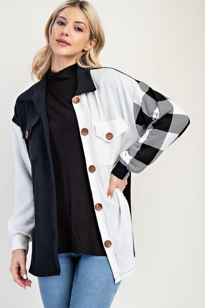 Button Up Shacket-Evelyns Fashion