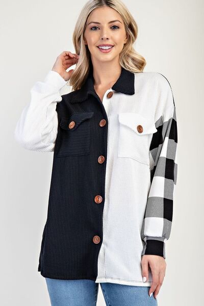 Button Up Shacket-Evelyns Fashion