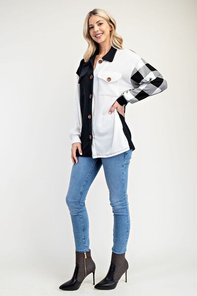 Button Up Shacket-Evelyns Fashion