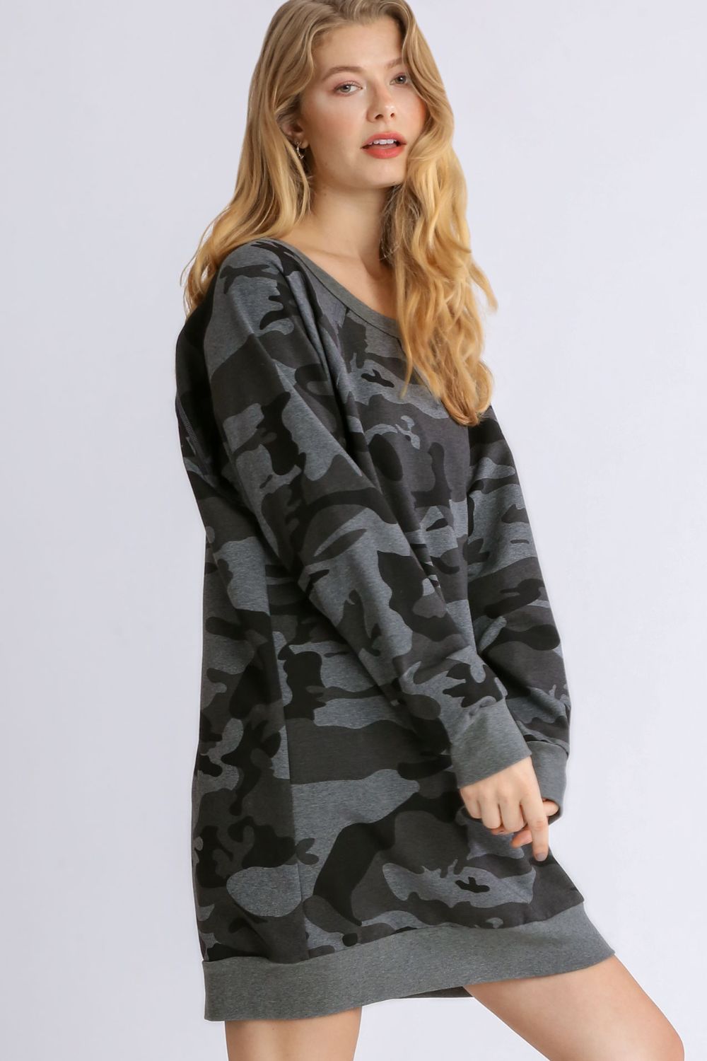 Camo Mini Dress-Dress-Evelyns Fashion