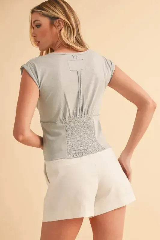 Cap Sleeve Cropped Top-Crop Tops-Evelyns Fashion