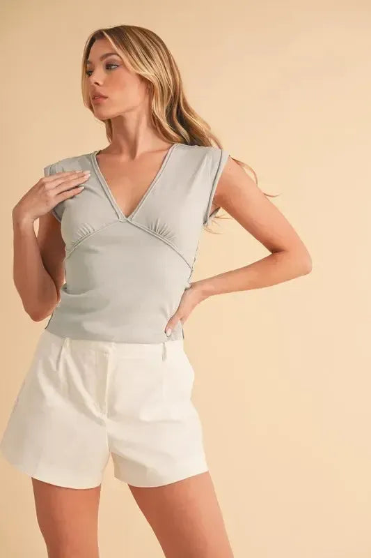 Cap Sleeve Cropped Top-Crop Tops-Evelyns Fashion