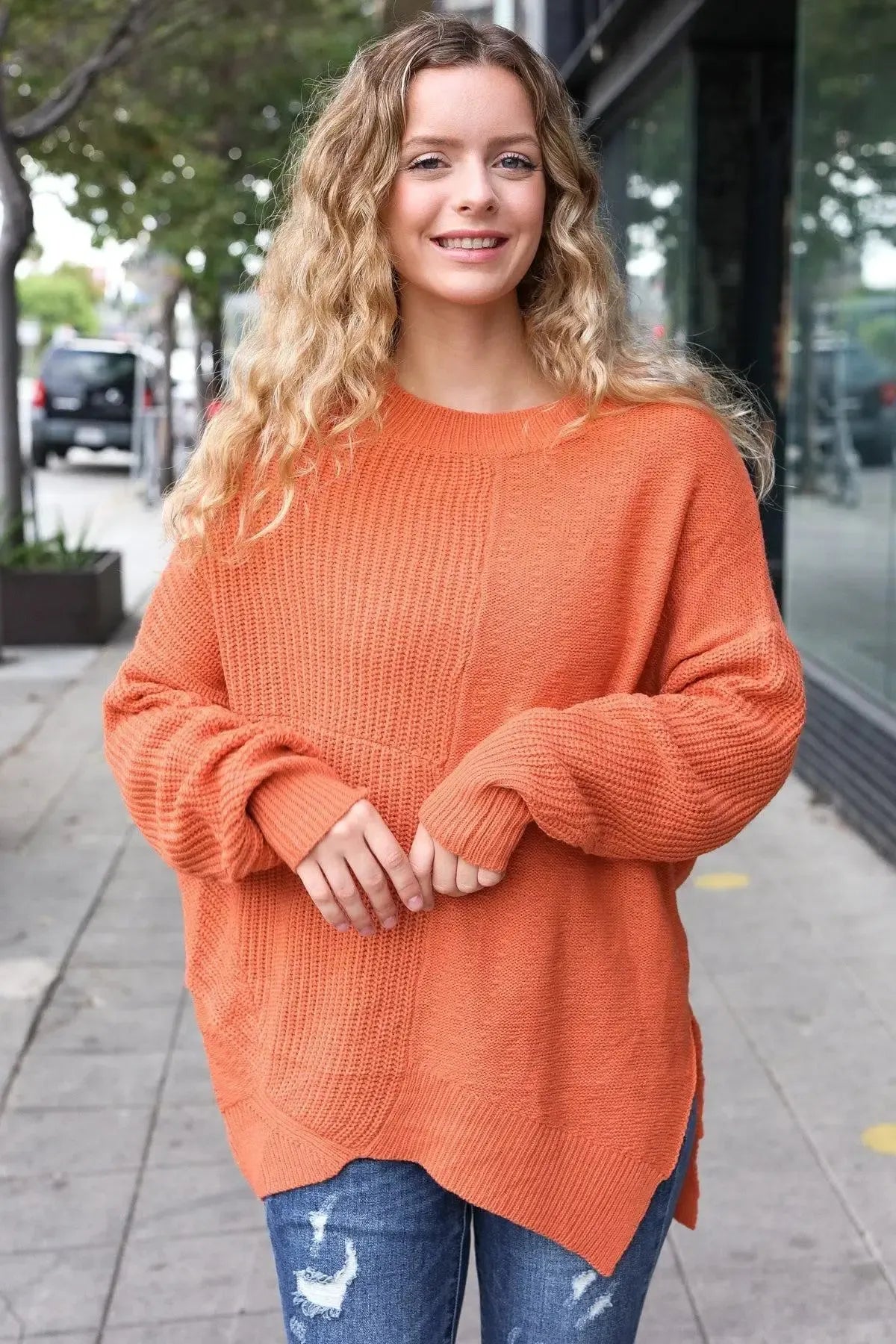 Celebrate Autumn: Cozy Pumpkin Knit Sweater"-2024 Blow-Out Sale-Evelyns Fashion
