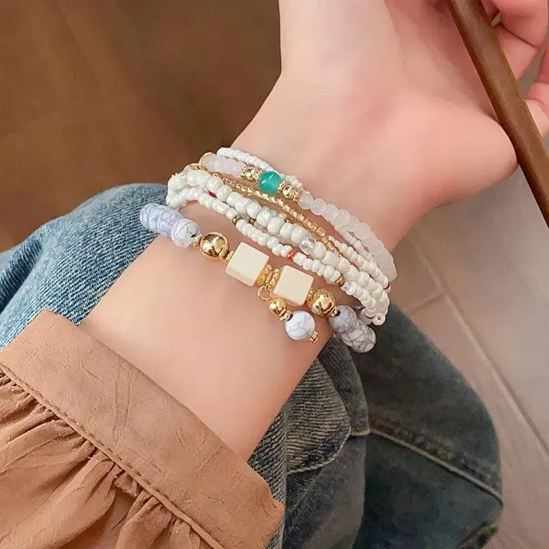 Chic Simplicity: Resin Rice Bead Bracelet-jewelry-Evelyns Fashion