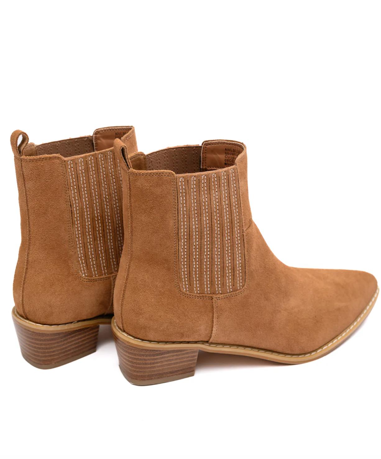 Classic & Chic: Leonor Suede Ankle Boot in Tan-Shoes-Evelyns Fashion