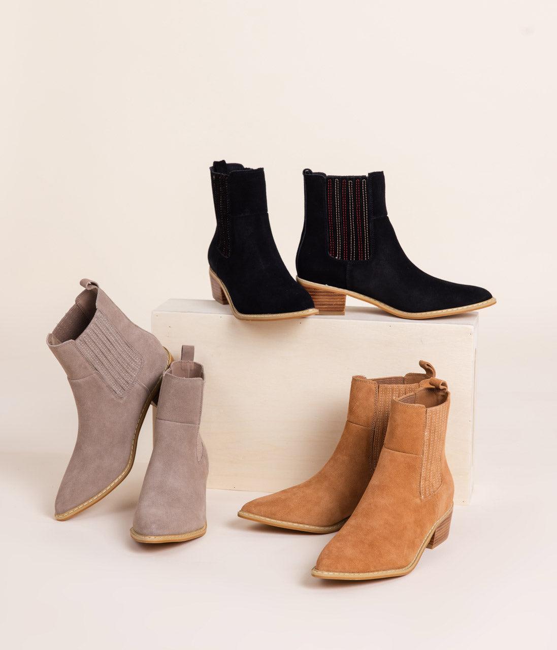 Classic & Chic: Leonor Suede Ankle Boot in Tan-Shoes-Evelyns Fashion