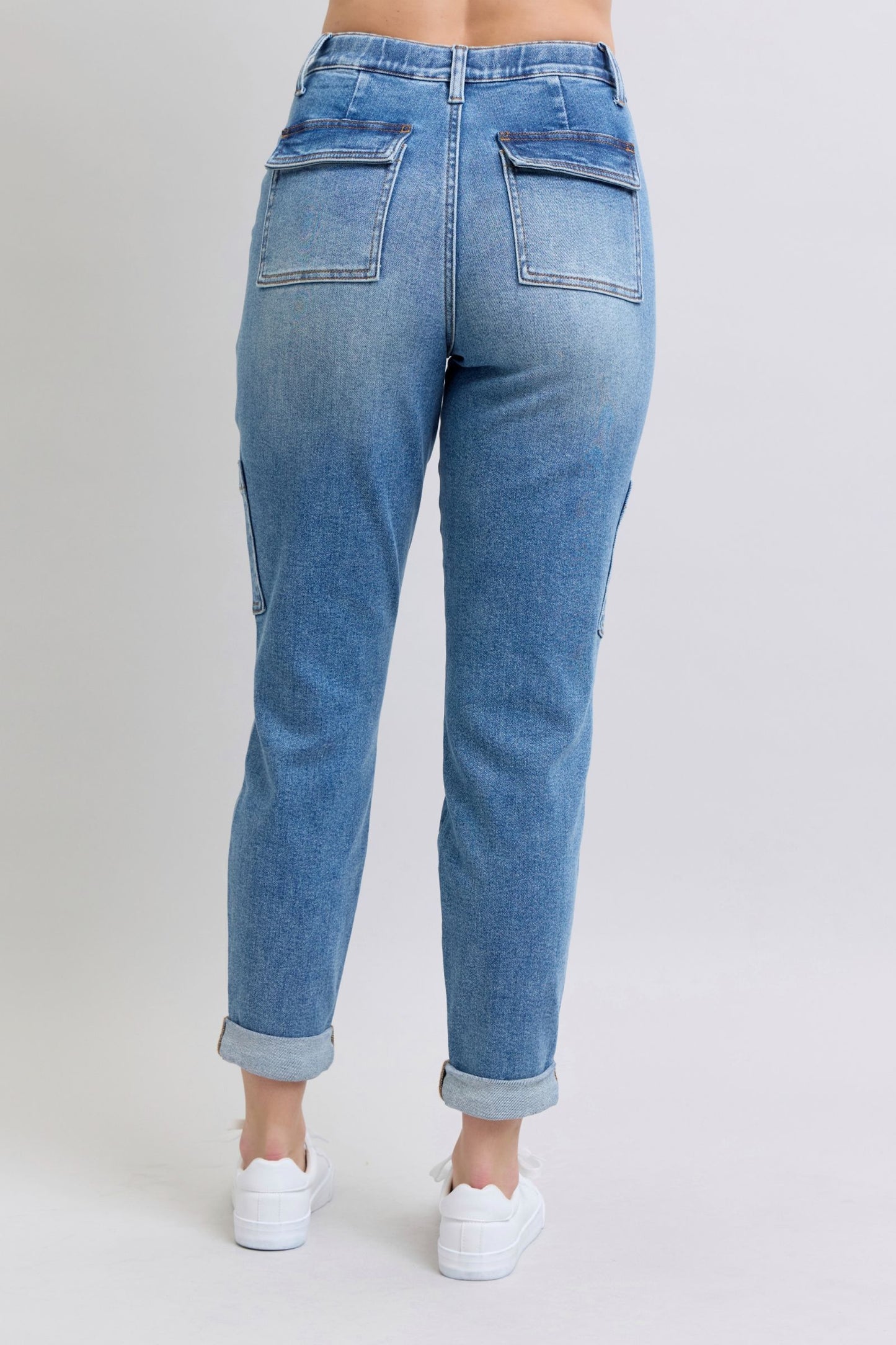 Clayton High Rise Cuffed Cargo Denim Jogger-Womens-Evelyns Fashion