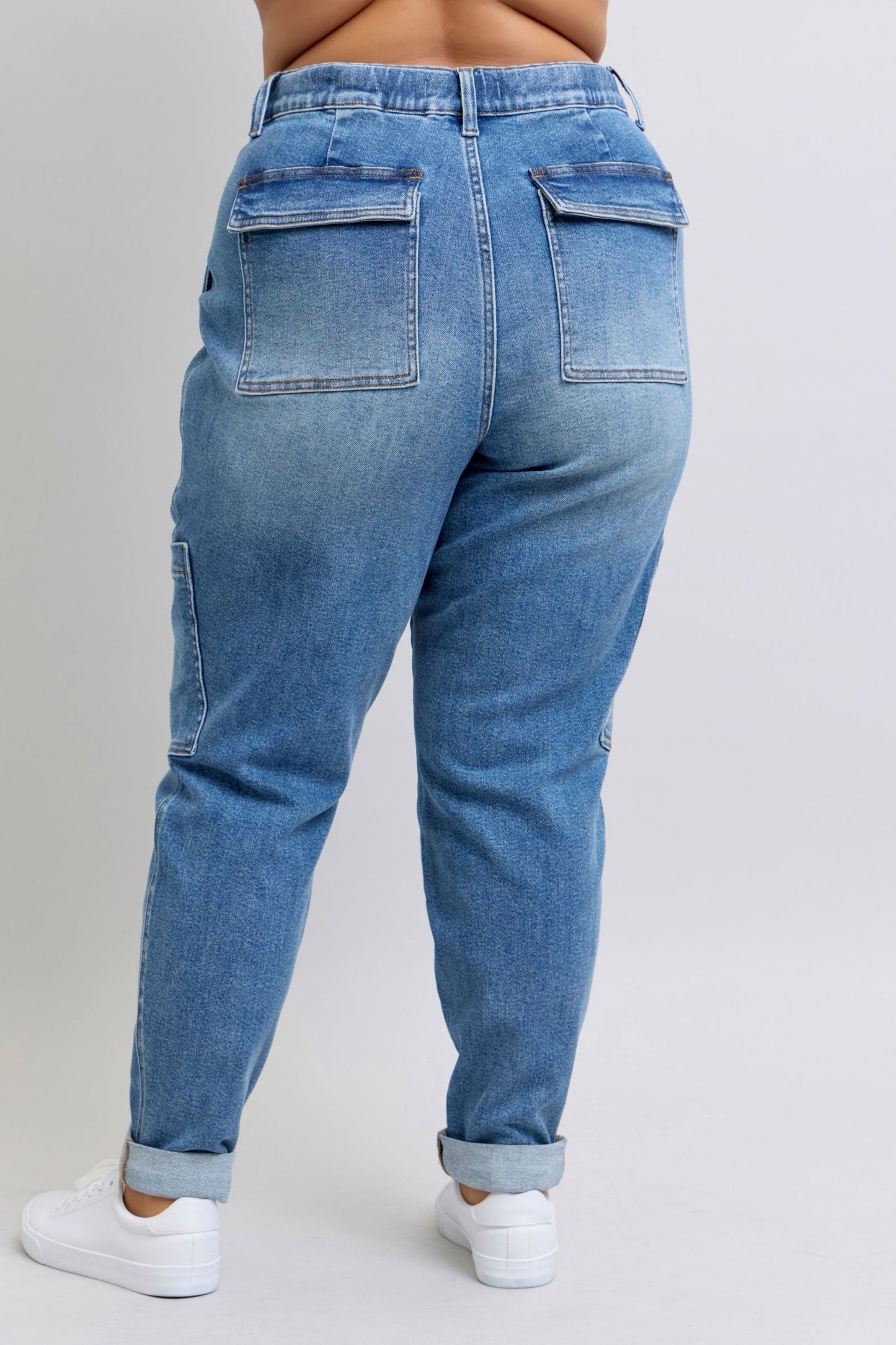 Clayton High Rise Cuffed Cargo Denim Jogger-Womens-Evelyns Fashion
