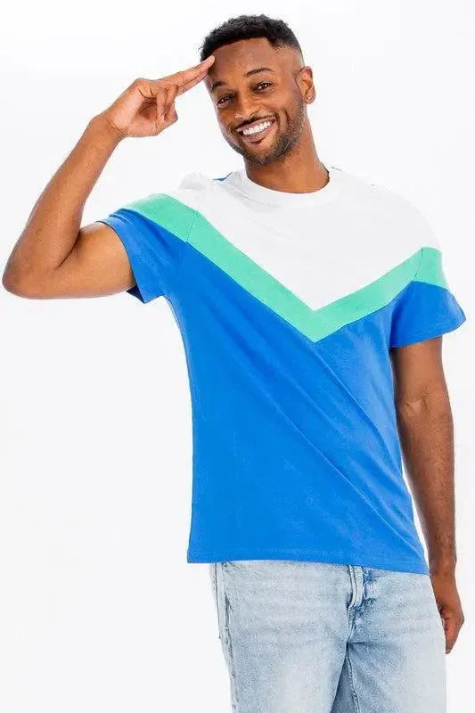 COLOR BLOCK TSHIRT-Mens-Evelyns Fashion