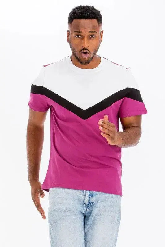 COLOR BLOCK TSHIRT-Mens-Evelyns Fashion