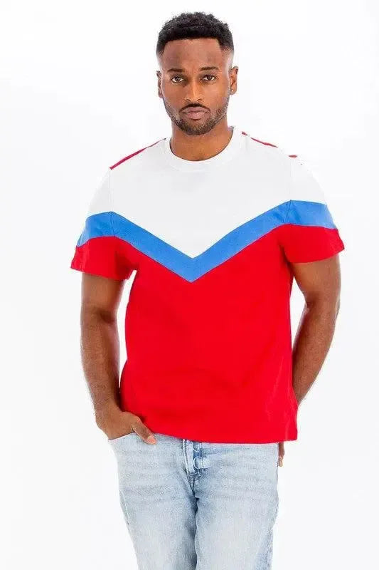 COLOR BLOCK TSHIRT-Mens-Evelyns Fashion