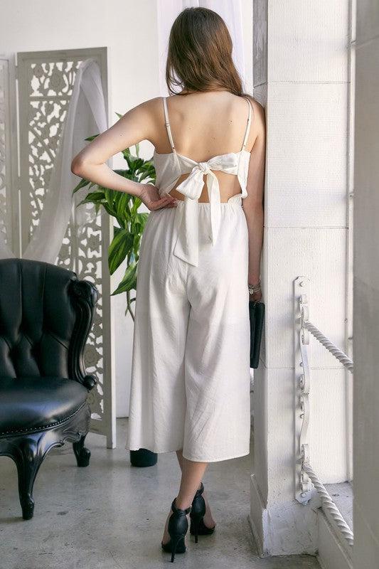 Cutout Bow Detail Jumpsuit-Jumpsuits-Evelyns Fashion