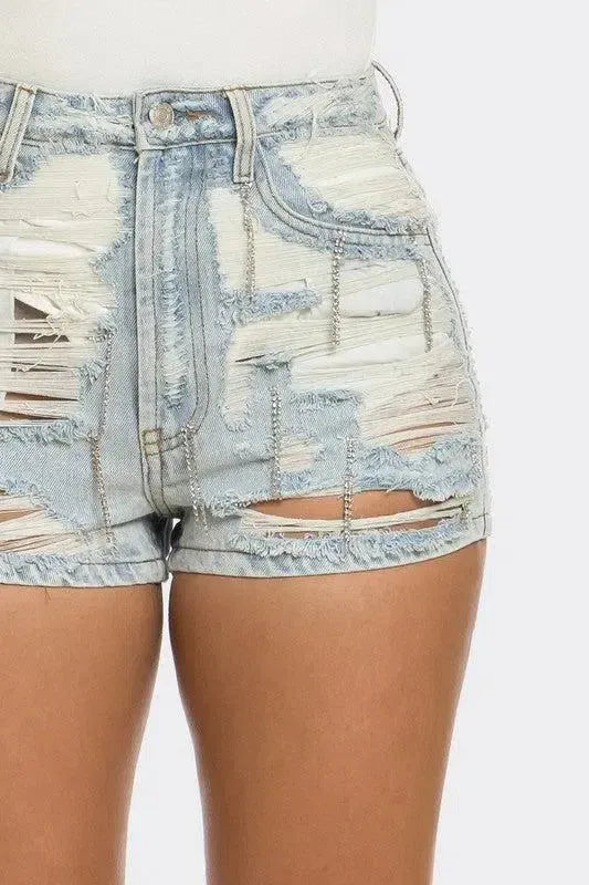 Dare to Be Bold: Rebel Spirit Denim Shorts-Apparel & Accessories-Evelyns Fashion