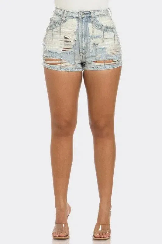 Dare to Be Bold: Rebel Spirit Denim Shorts-Apparel & Accessories-Evelyns Fashion