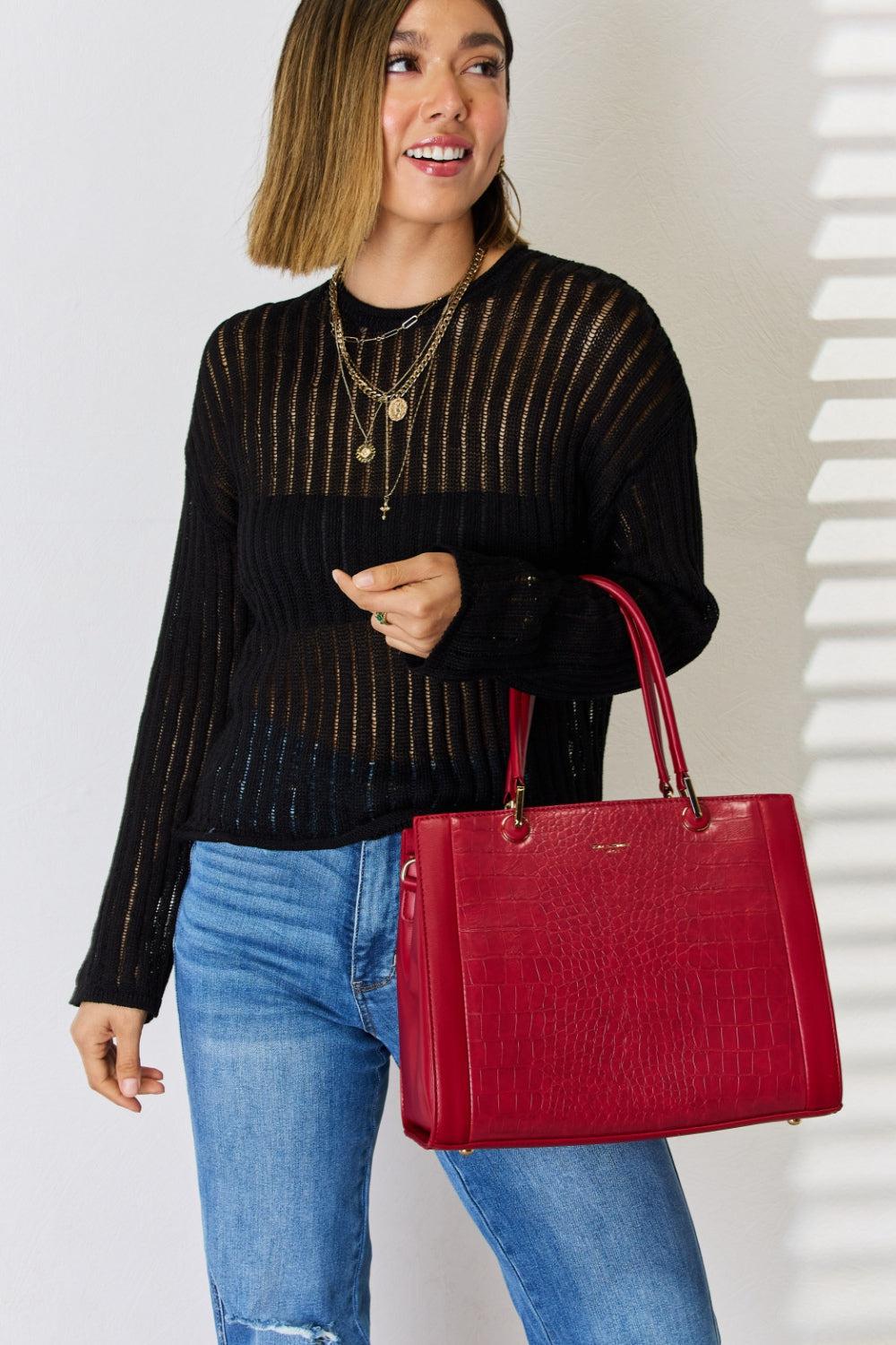 David Jones Leather Handbag-handbags-Evelyns Fashion