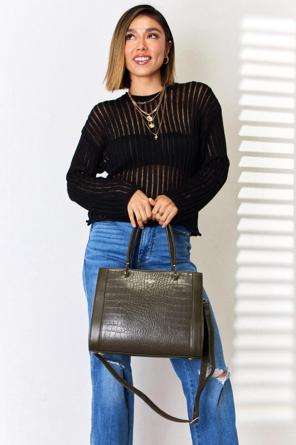 David Jones Leather Handbag-handbags-Evelyns Fashion