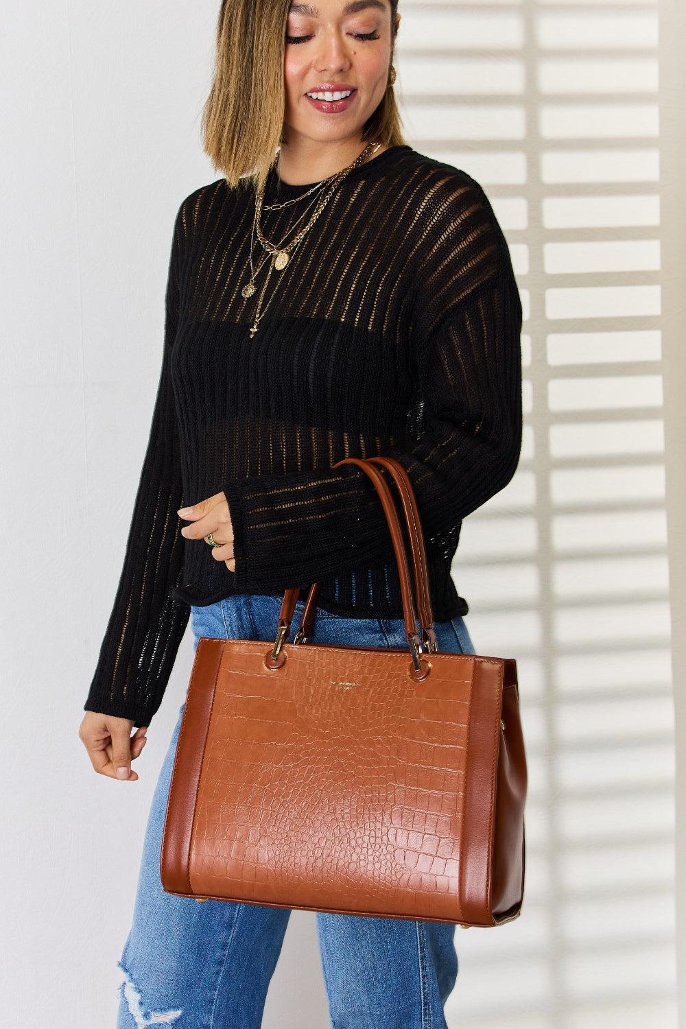 David Jones Leather Handbag-handbags-Evelyns Fashion