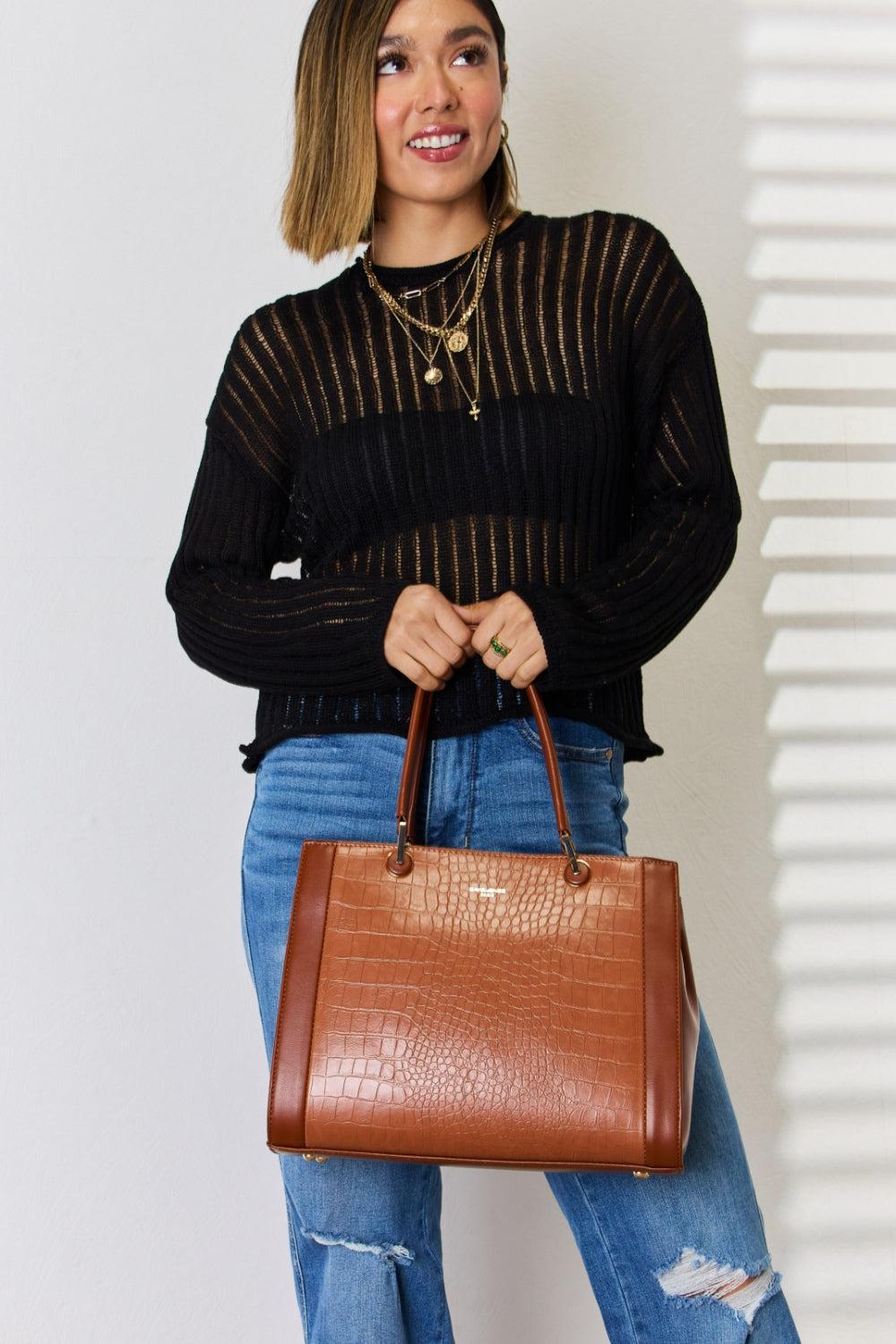 David Jones Leather Handbag-handbags-Evelyns Fashion